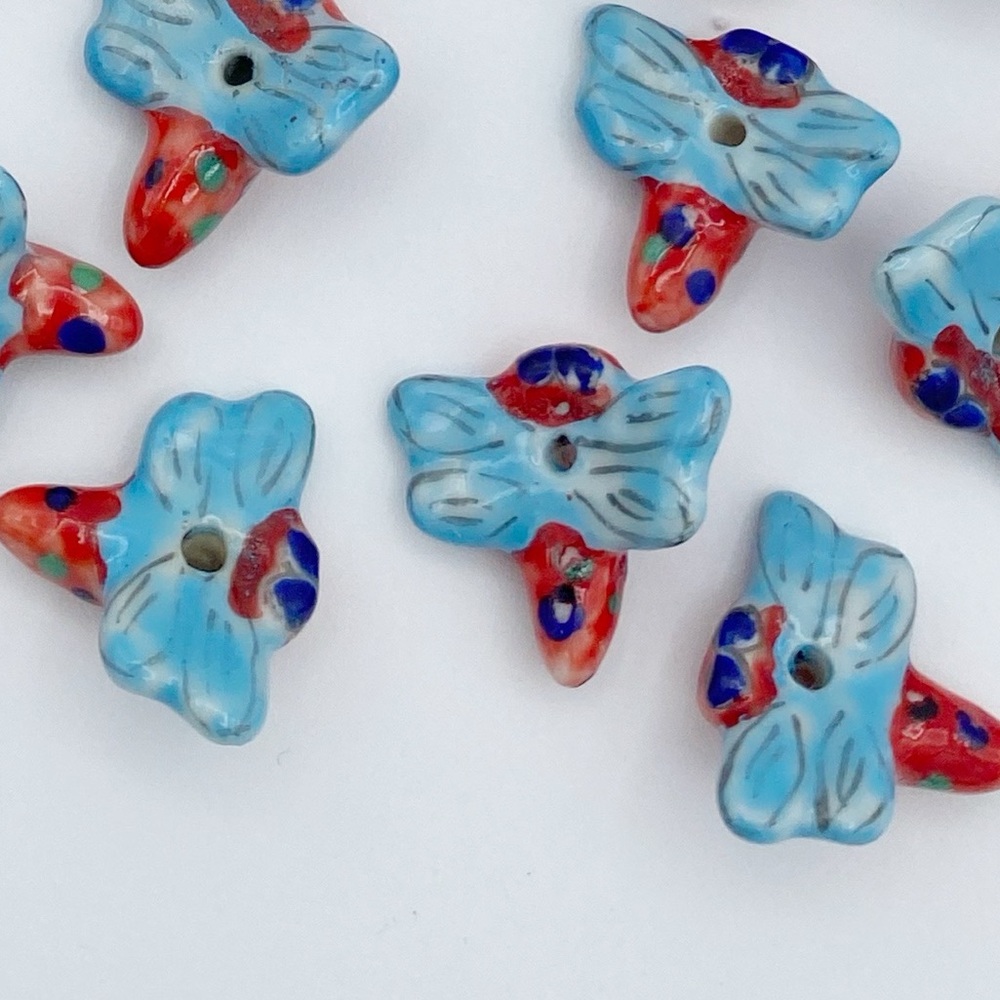 Vintage Porcelain Ceramic Dragonfly Beads Lot of 35